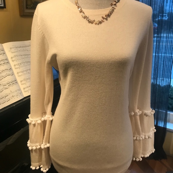 White Bell Sleeved Cashmere Sweater